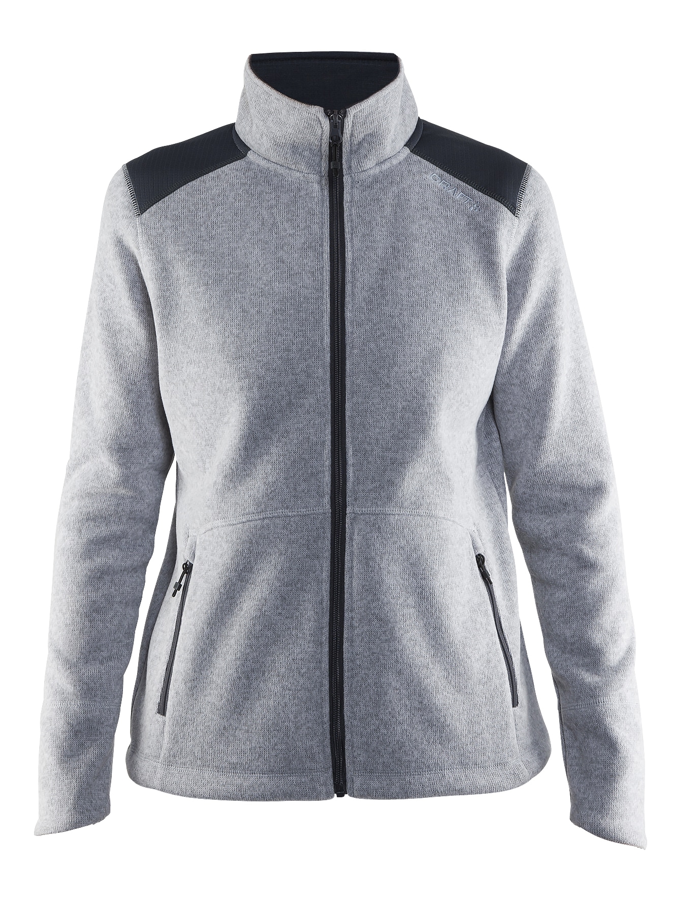 Craft   Noble Zip Jacket Heavy Knit Fleece Kvinder   Grey Melange Asphalt S