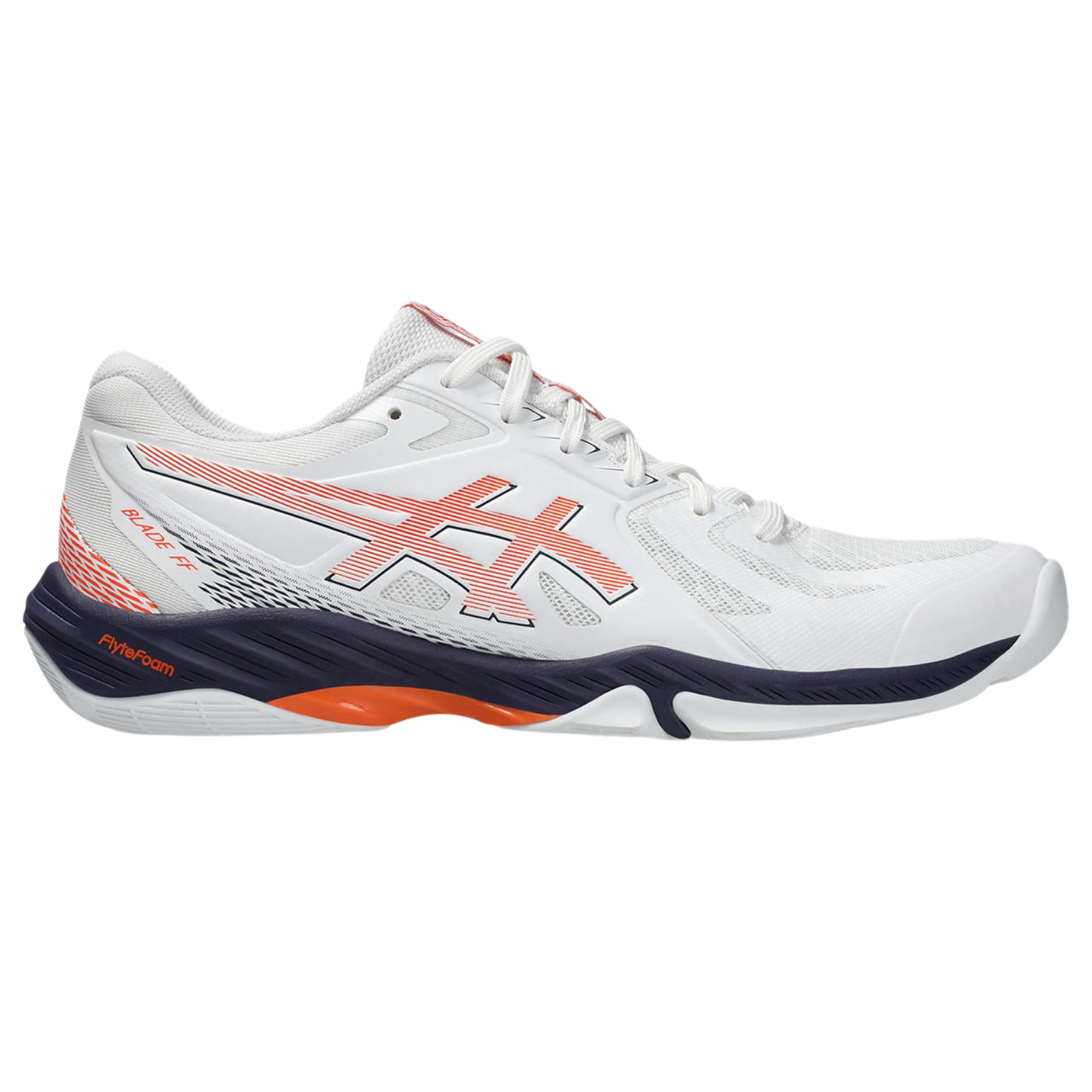 Asics Blade FF Badmintonsko i Hvid og Nova Orange