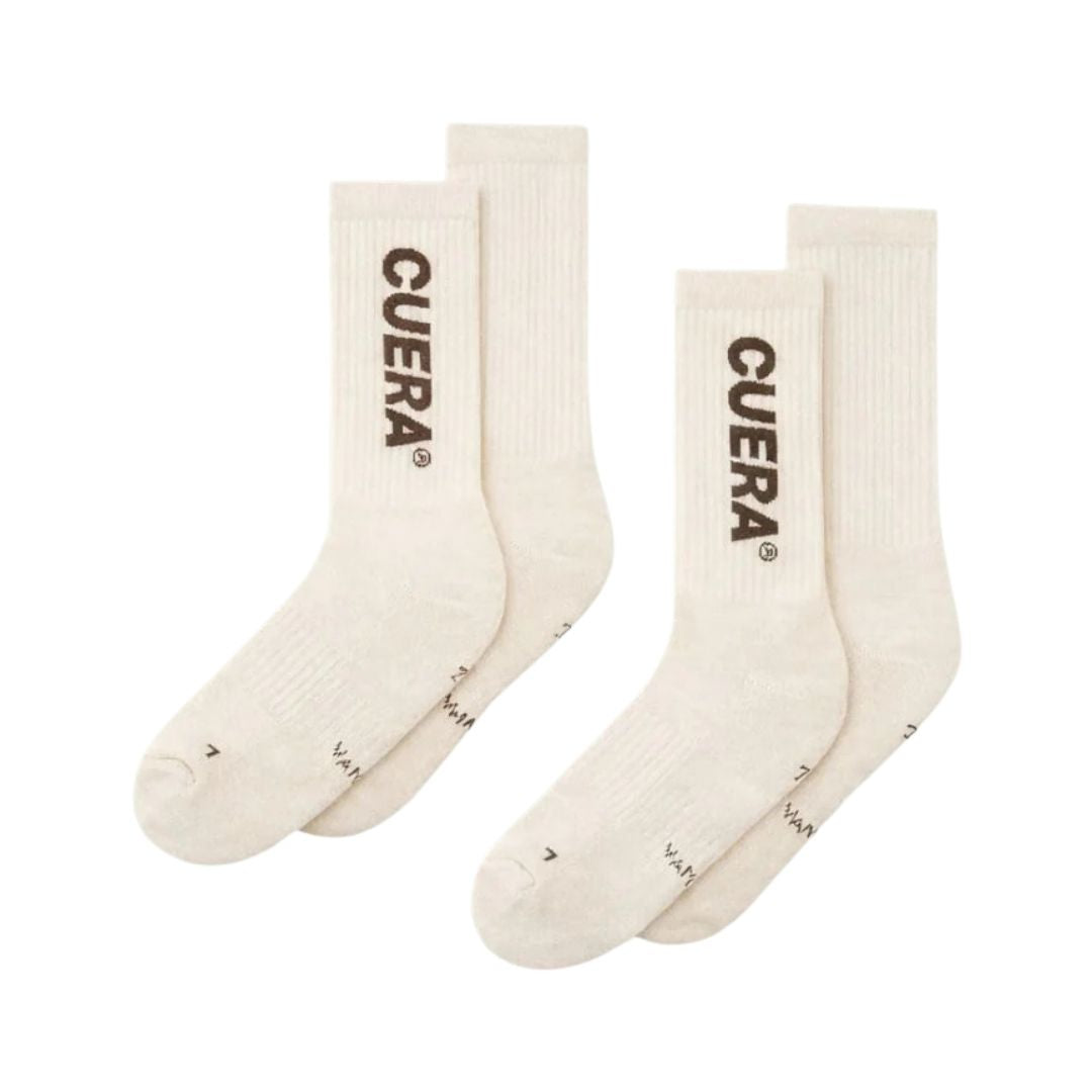 Cuera Padel Strømper 2 Pak Off White Dark Brown 36 40