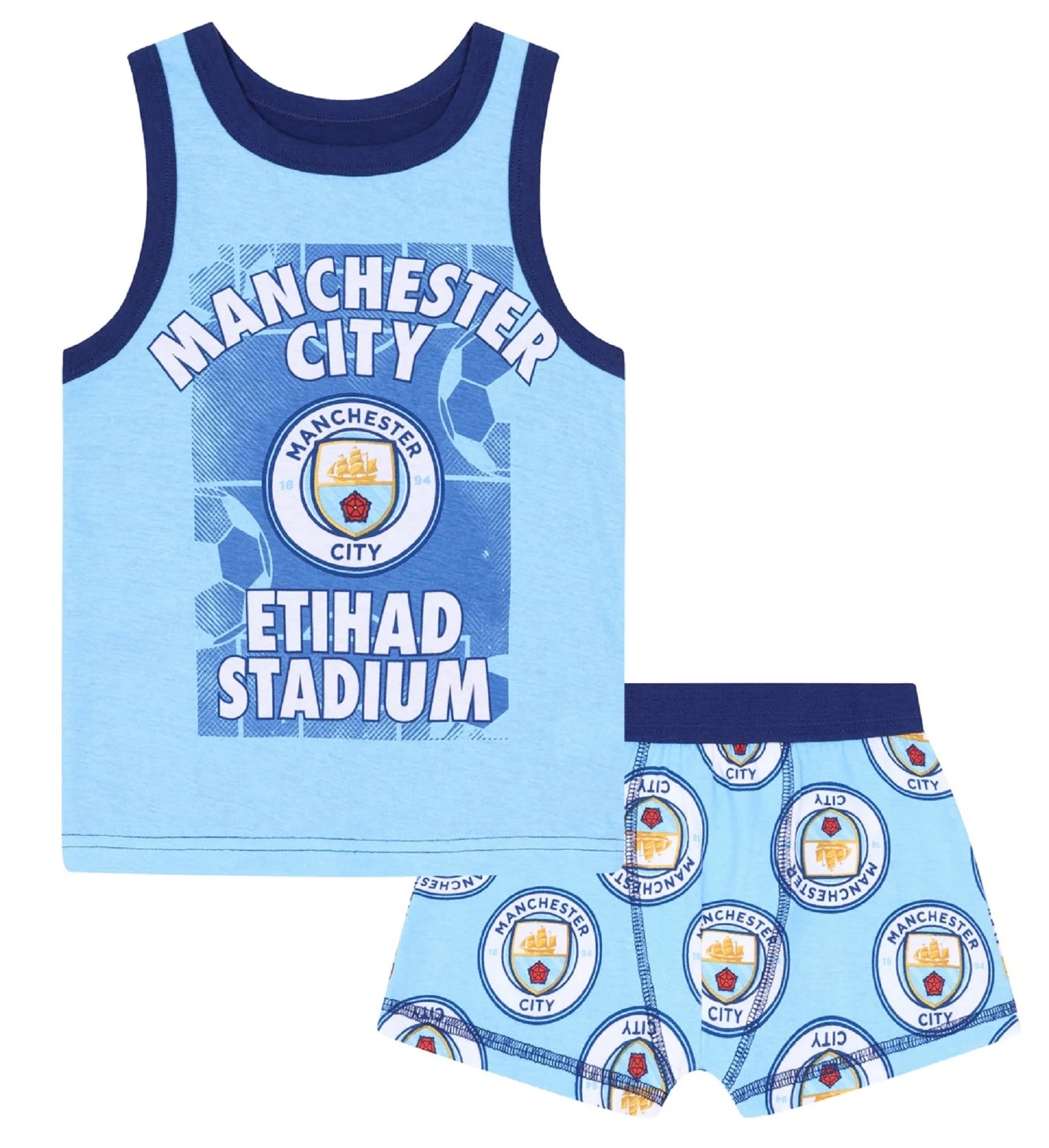 Officiel Manchester City Fc Boxershorts   Undertrøje Sæt Til Drenge   2 3 år