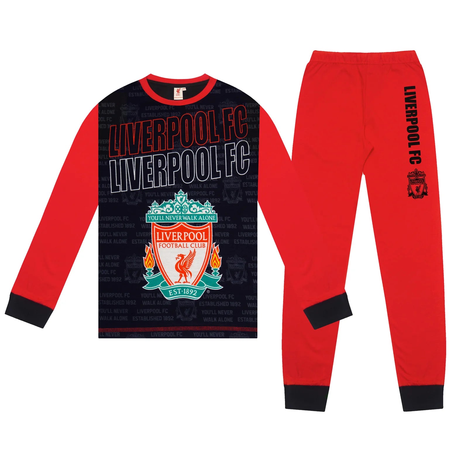 Officielt Liverpool Fc Nattøj Til Drenge  Lange Pyjamas   3 4 år