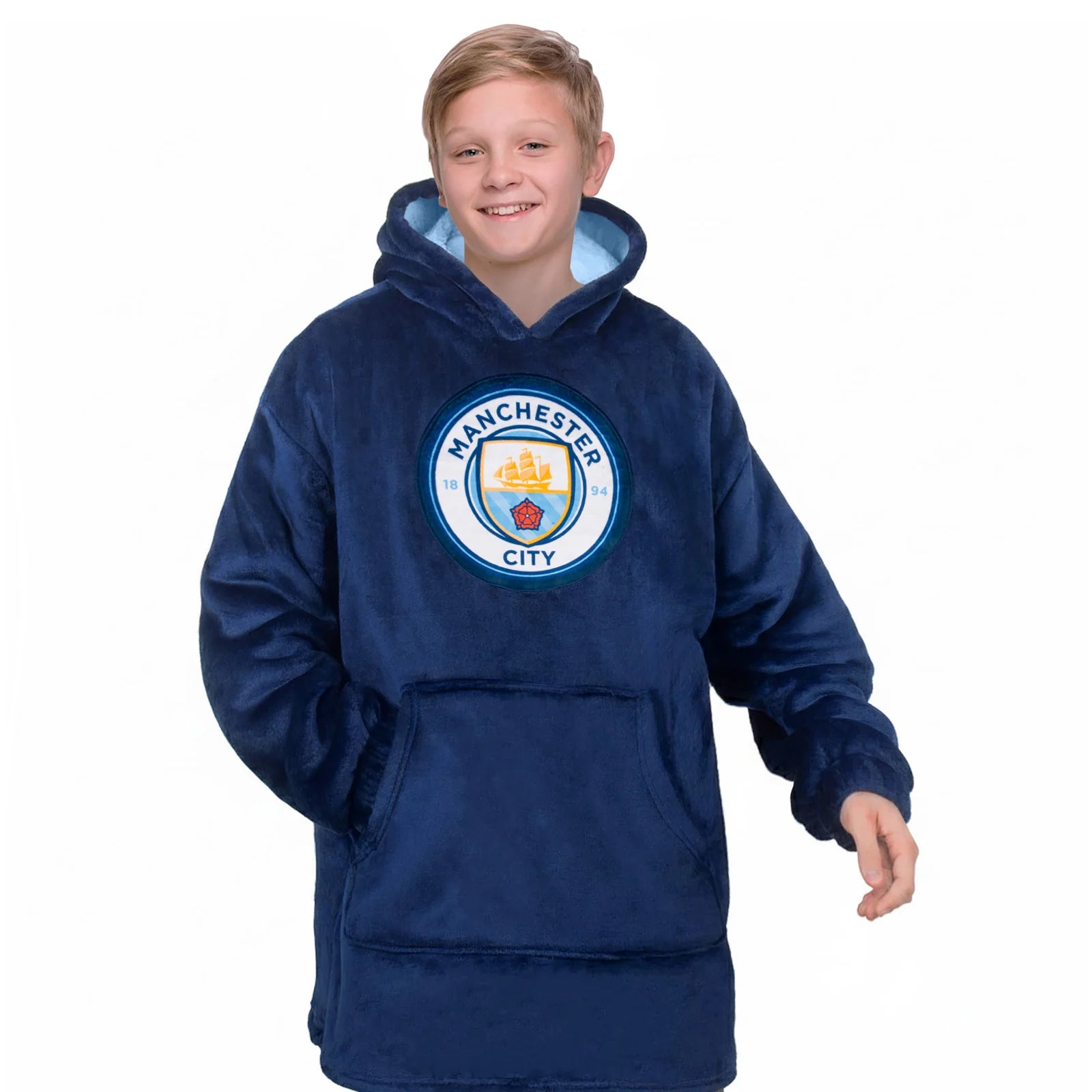 Officiel Manchester City Oversized Hoodie Tæppe Til Børn   6 10 år