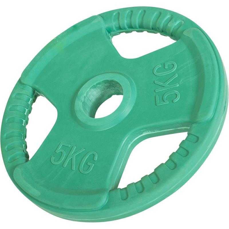 Vægtskive 50 Mm Gummi Med Greb 5 Kg