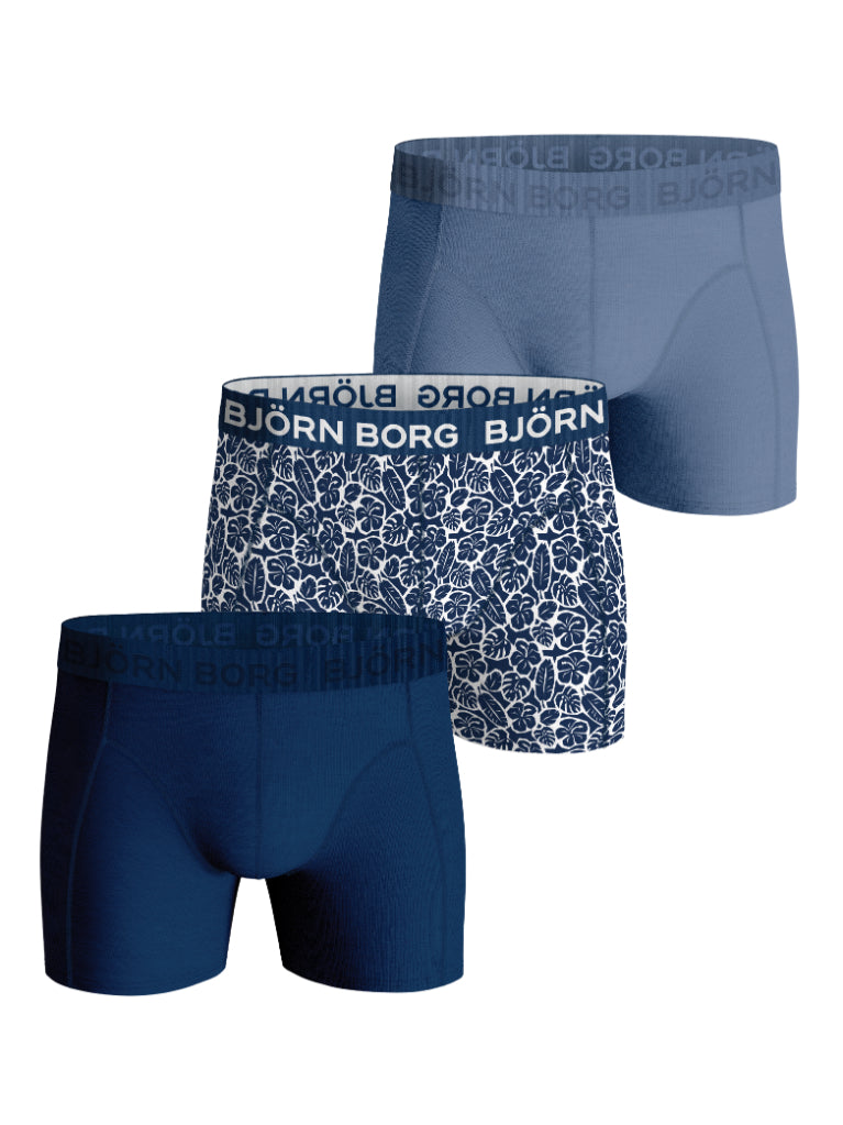 Bj? Rn Borg Cotton Stretch Boxershorts  3 Pak  Blå Navy Print    M