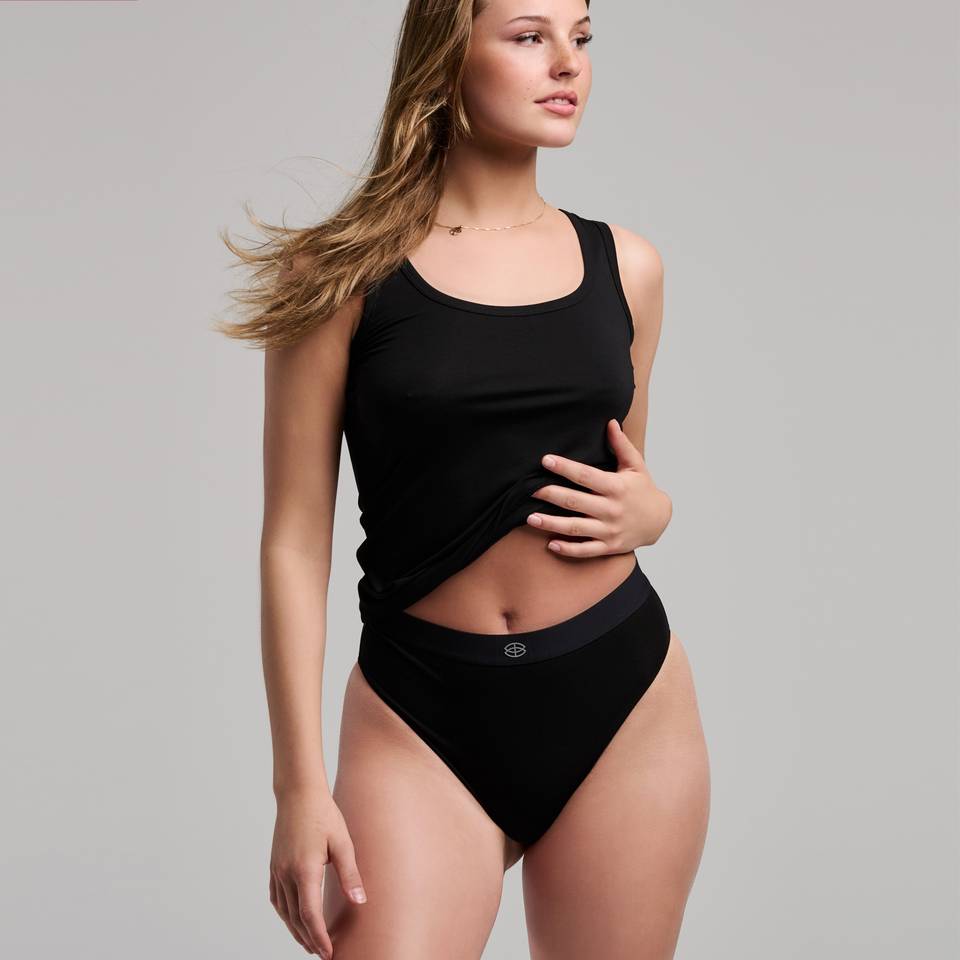 Bambusa High Waist Trusser  Sort 3   Pak   S