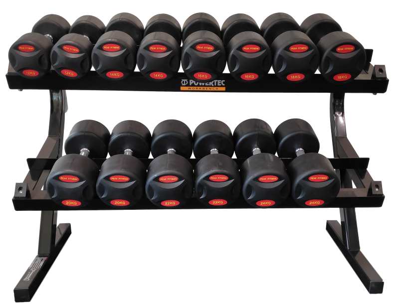 Powertec    Håndvægtstativ 12  7 Par   Gummi   24 Kg