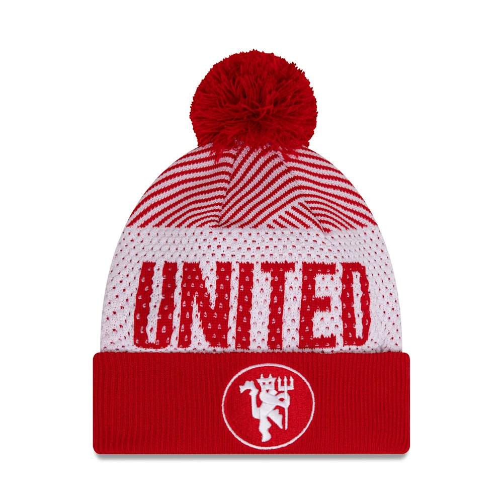 Manchester United New Era Rød Hvid Pom Beanie
