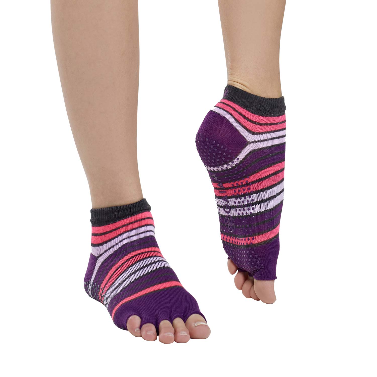 Gaiam Tåfri Yoga Strømper – Lilla/Rosa Tilbud!