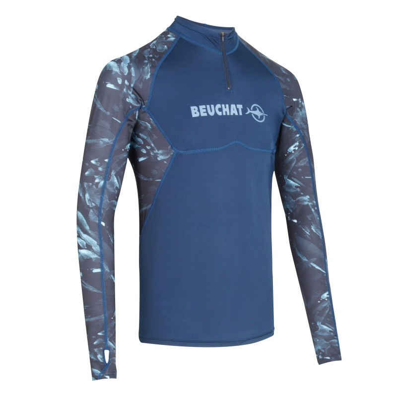 Beuchat Atoll Seaweed Langærmet Rashguard Herre 2 Mm Blå
