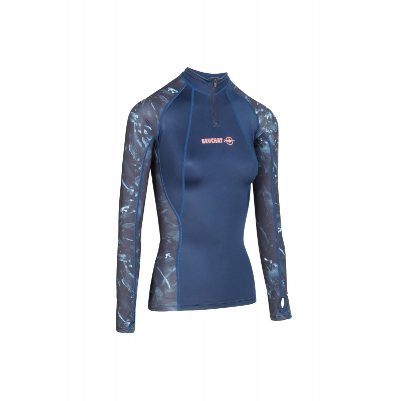 Beuchat Atoll Seaweed Langærmet Rashguard Dame 2 Mm Blå