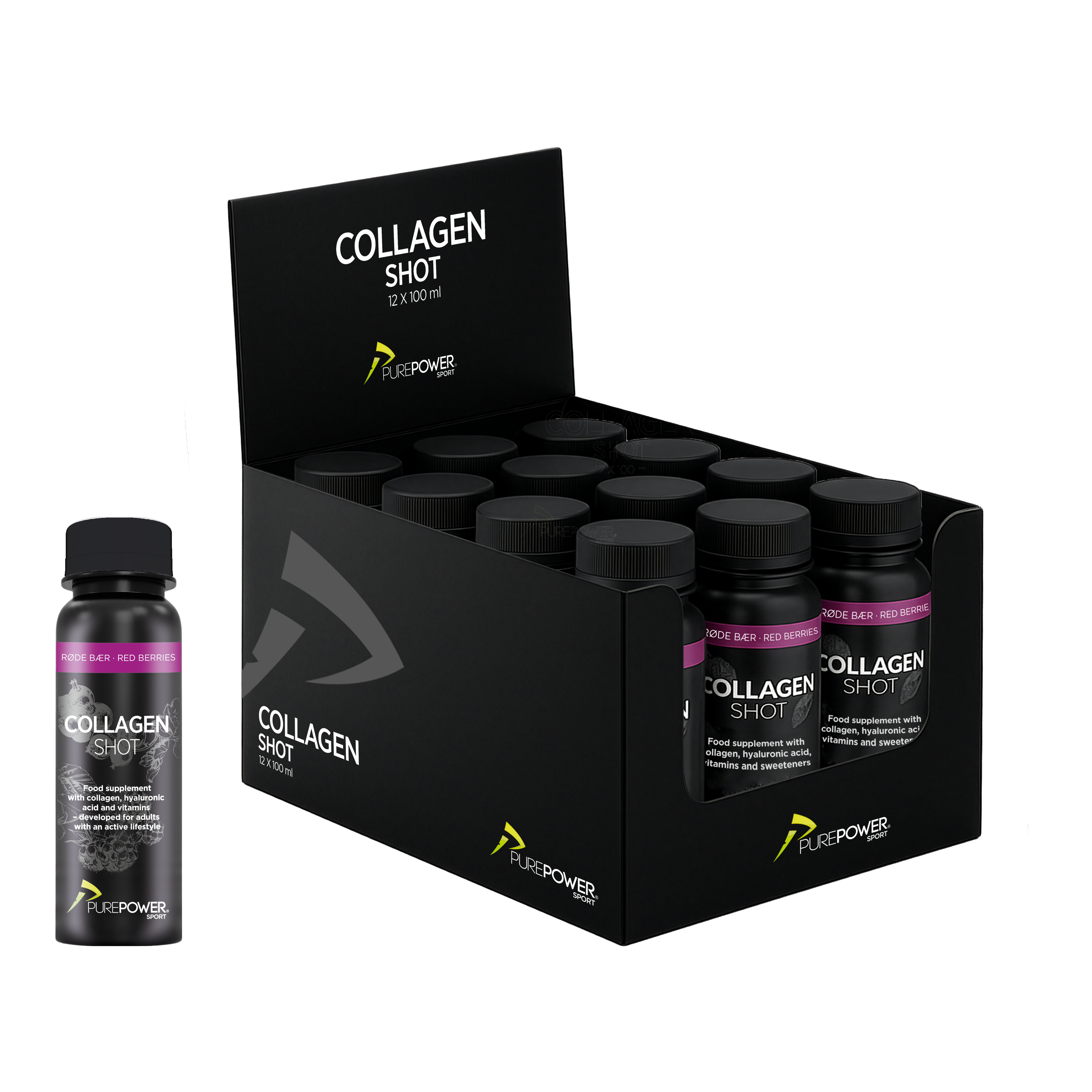 Collagen Shot Rødebær   12 Shots