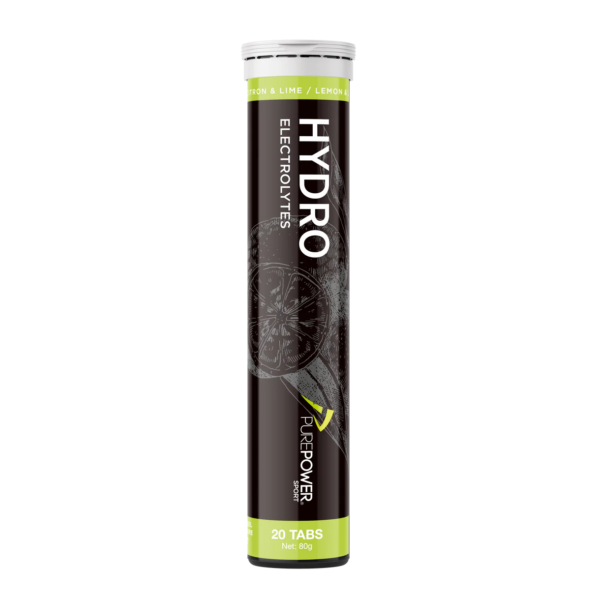 Purepower Hydrotabs Elektrolytter Lemon Limesmag  1 Rør Med 20 Tabletter