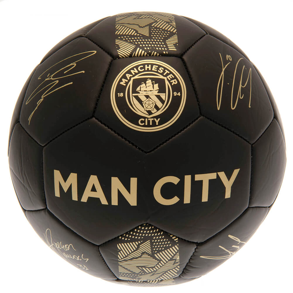 Manchester City Fc Fodbold Med Underskrifter Str 5