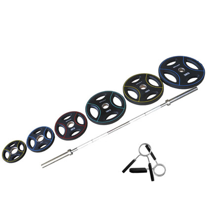 Peak Fitness   125 Kg  50 Mm Pu Vægtsæt    300 Kg  220 Cm  50 Mm Stang