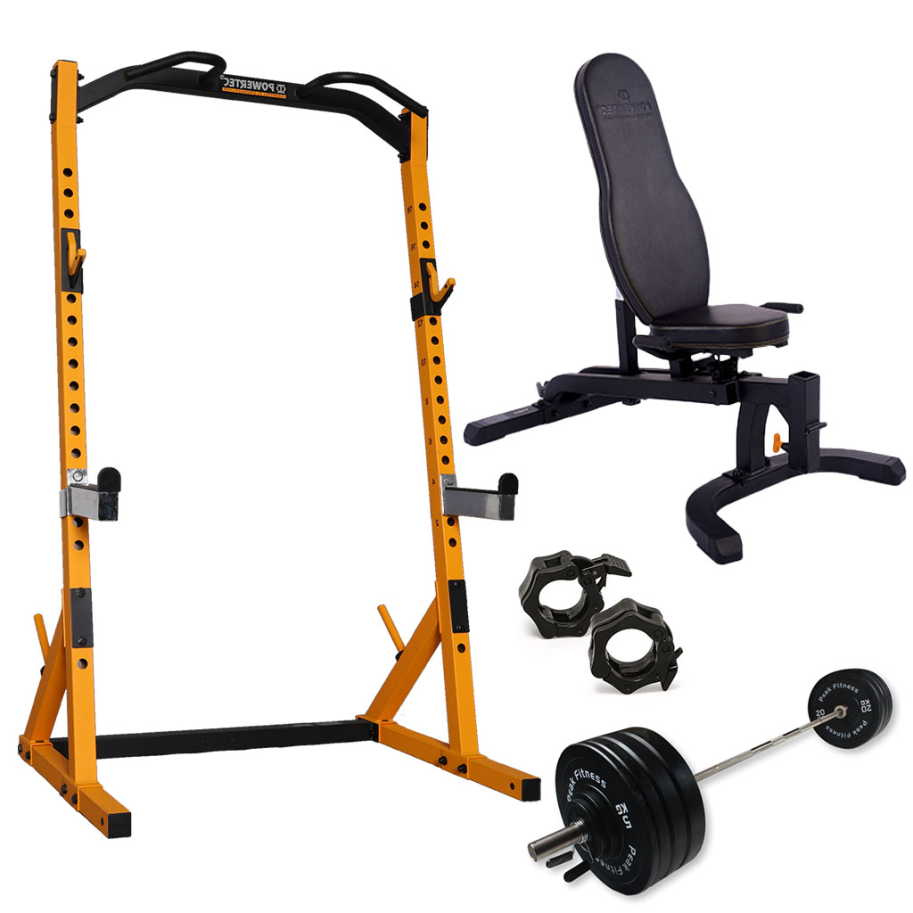 Powertec    Half Rack  Træningssæt M  125 Kg  Bumper Vægtsæt   Yellow