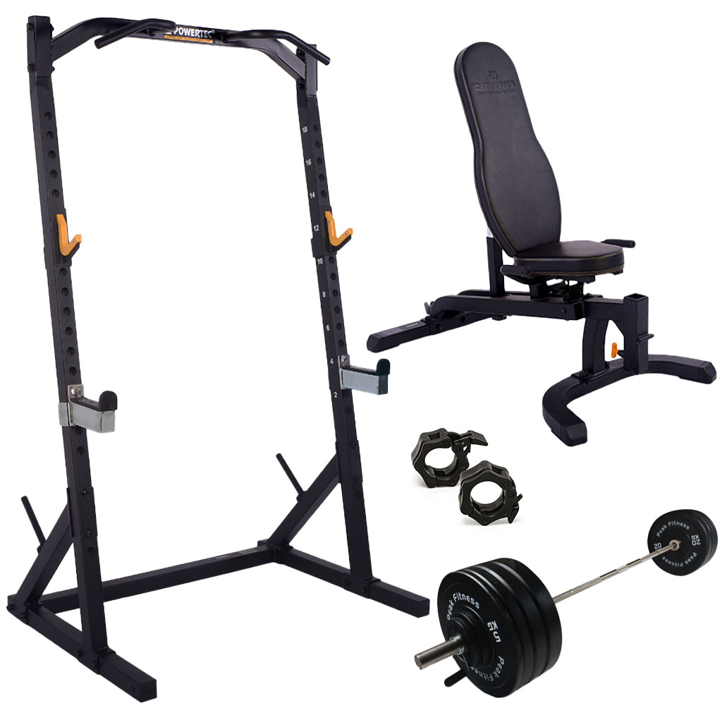 Powertec    Half Rack  Træningssæt M  125 Kg  Bumper Plates   Black