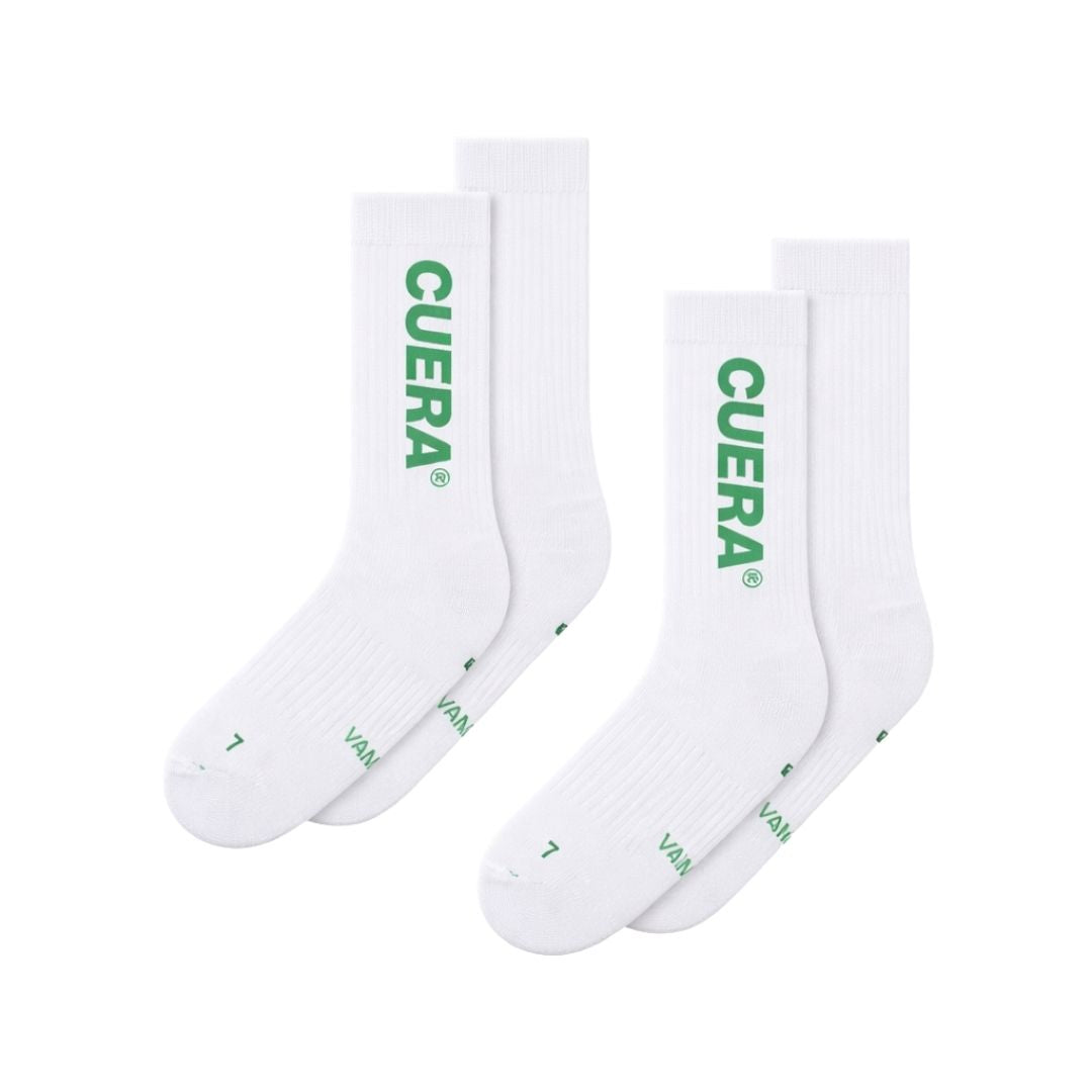 Cuera Padel Strømper  2 Pak  White Green    36 40