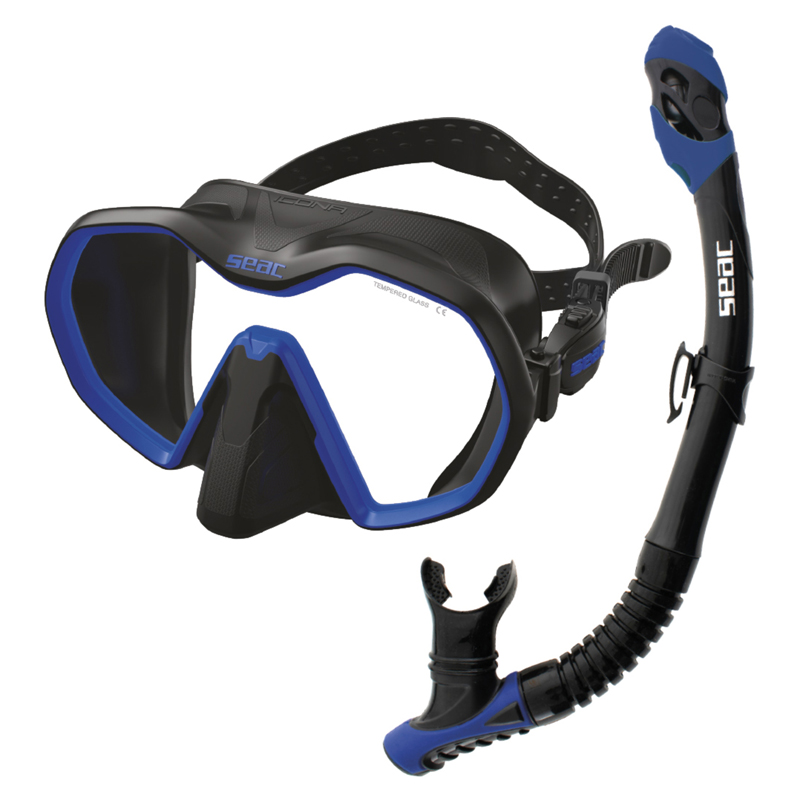 Seac Snorkelsæt Icona   Reverse Dry S Bl Sort Blå