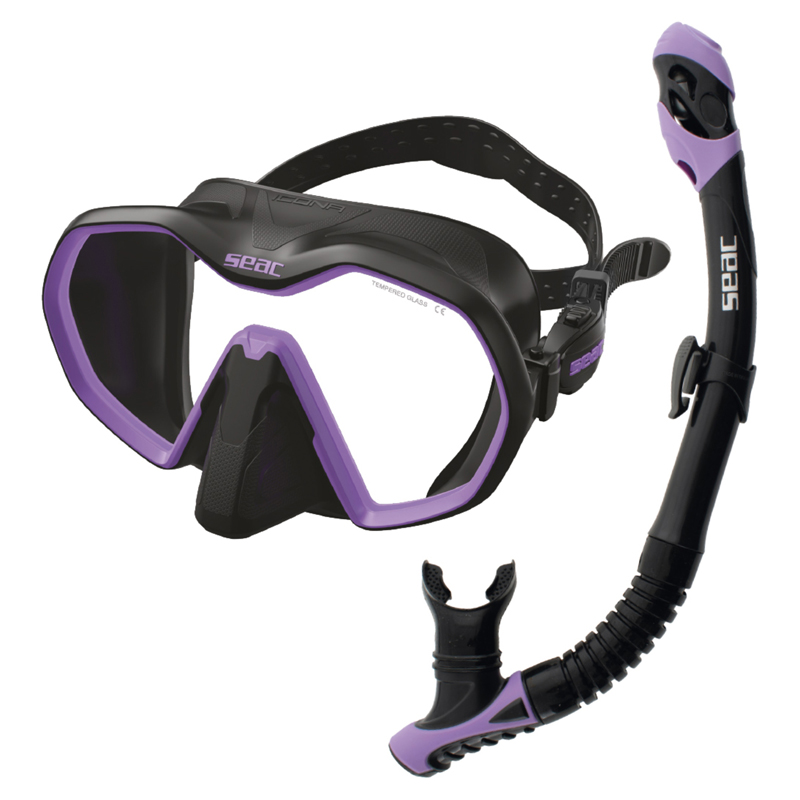 Seac Snorkelsæt Icona   Reverse Dry S Bl Sort Lilla