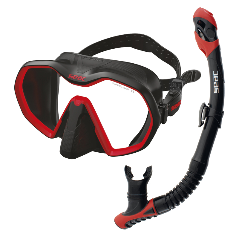 Seac Snorkelsæt Icona   Reverse Dry S Bl Sort Rød