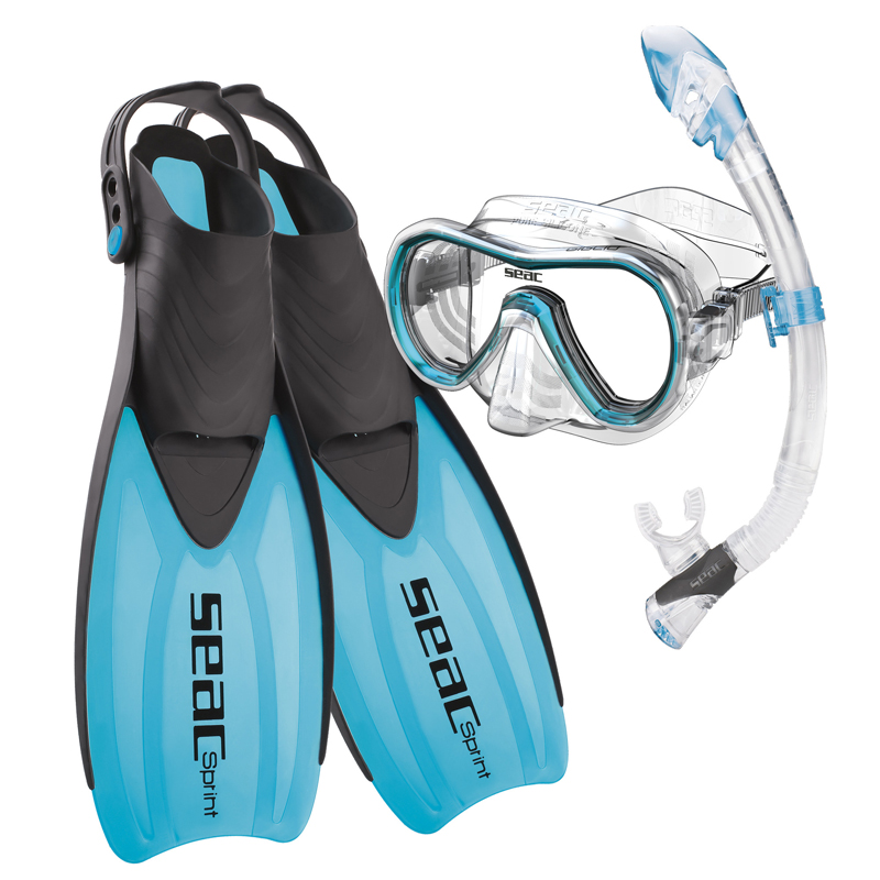 Seac Snorkelsæt Tris Sprint Dry S Kl Blå