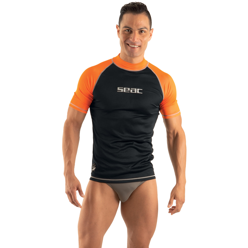 Seac Rash Guard T Sun Kortærmet Herre Sort Orange