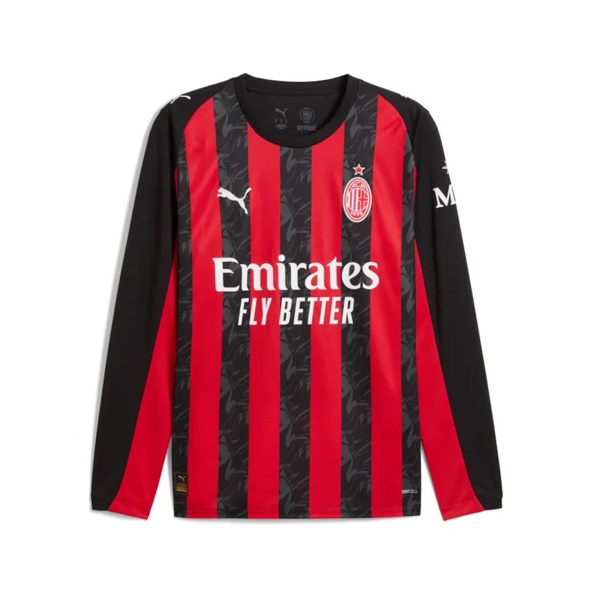 Ac Milan Home Jersey L S 2025 26   Mens S