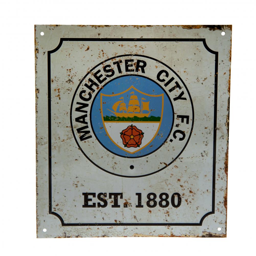Manchester City Fc Retro Logo Skilt