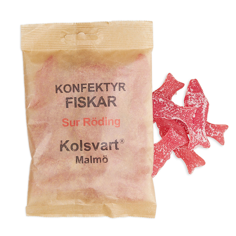 Kolsvart   Syrlig Rødding Hindbær Vingummifisk
