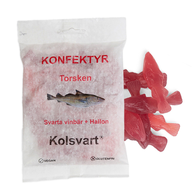 Kolsvart   Torsk Solbær   Hindbær Vingummifisk