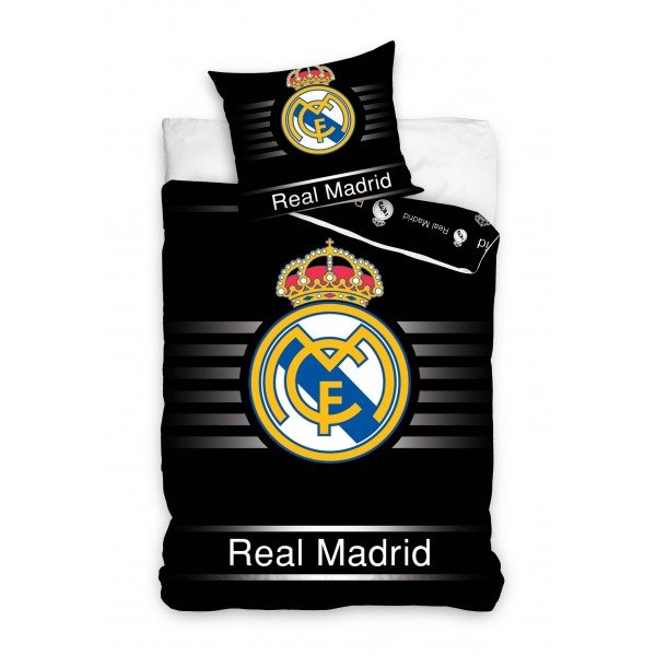 Real Madrid Duvet Set   Rm Logo   Black One Size