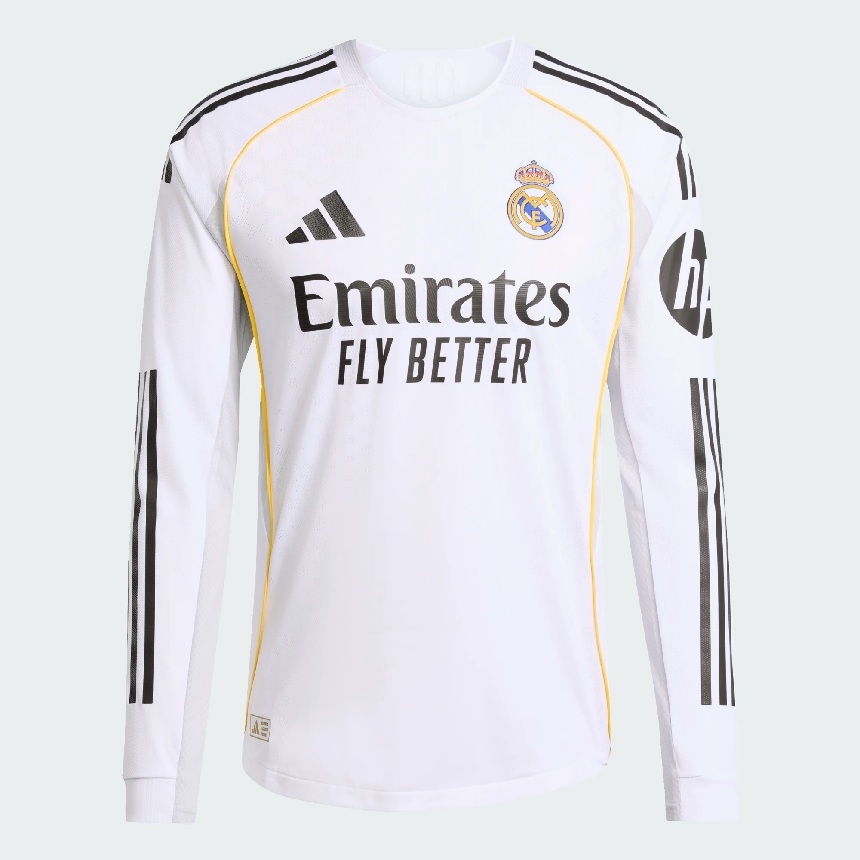 Real Madrid Home Jersey L S 2025 26   Authentic M
