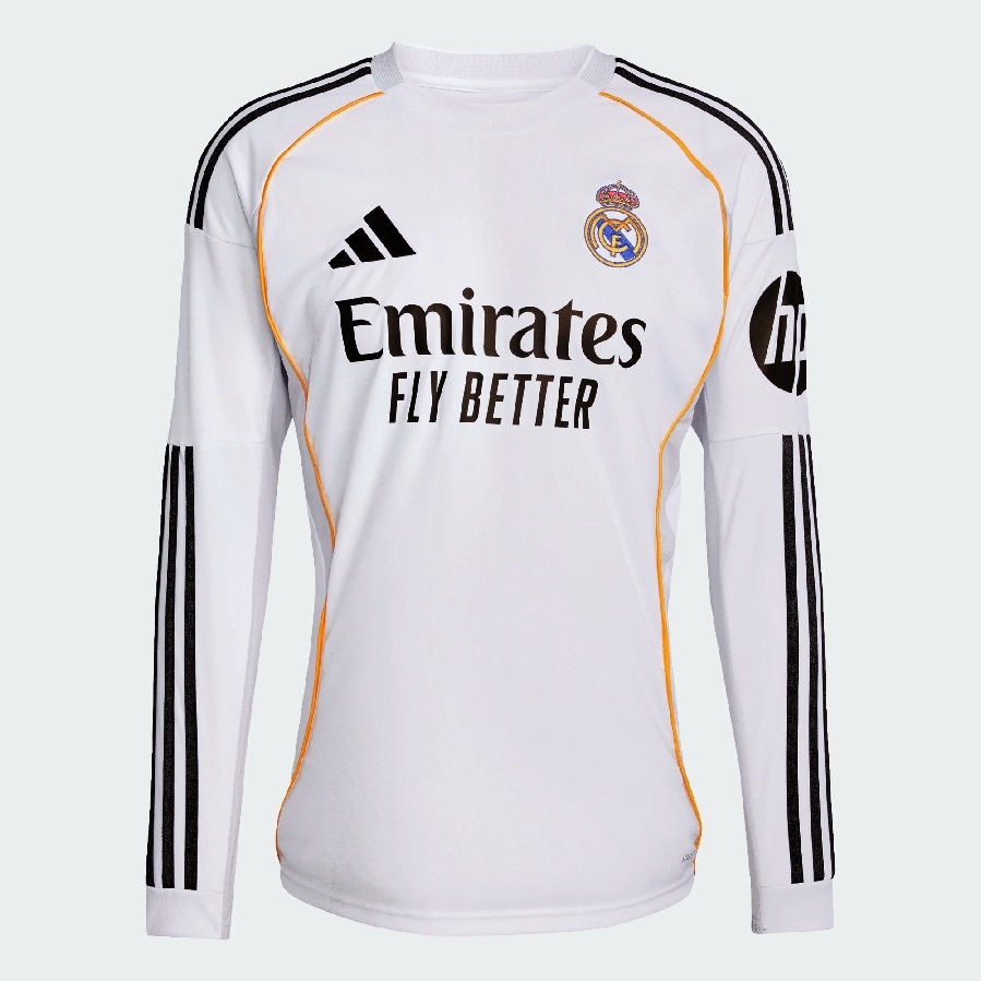 Real Madrid Home Jersey L S 2025 26   Ucl S