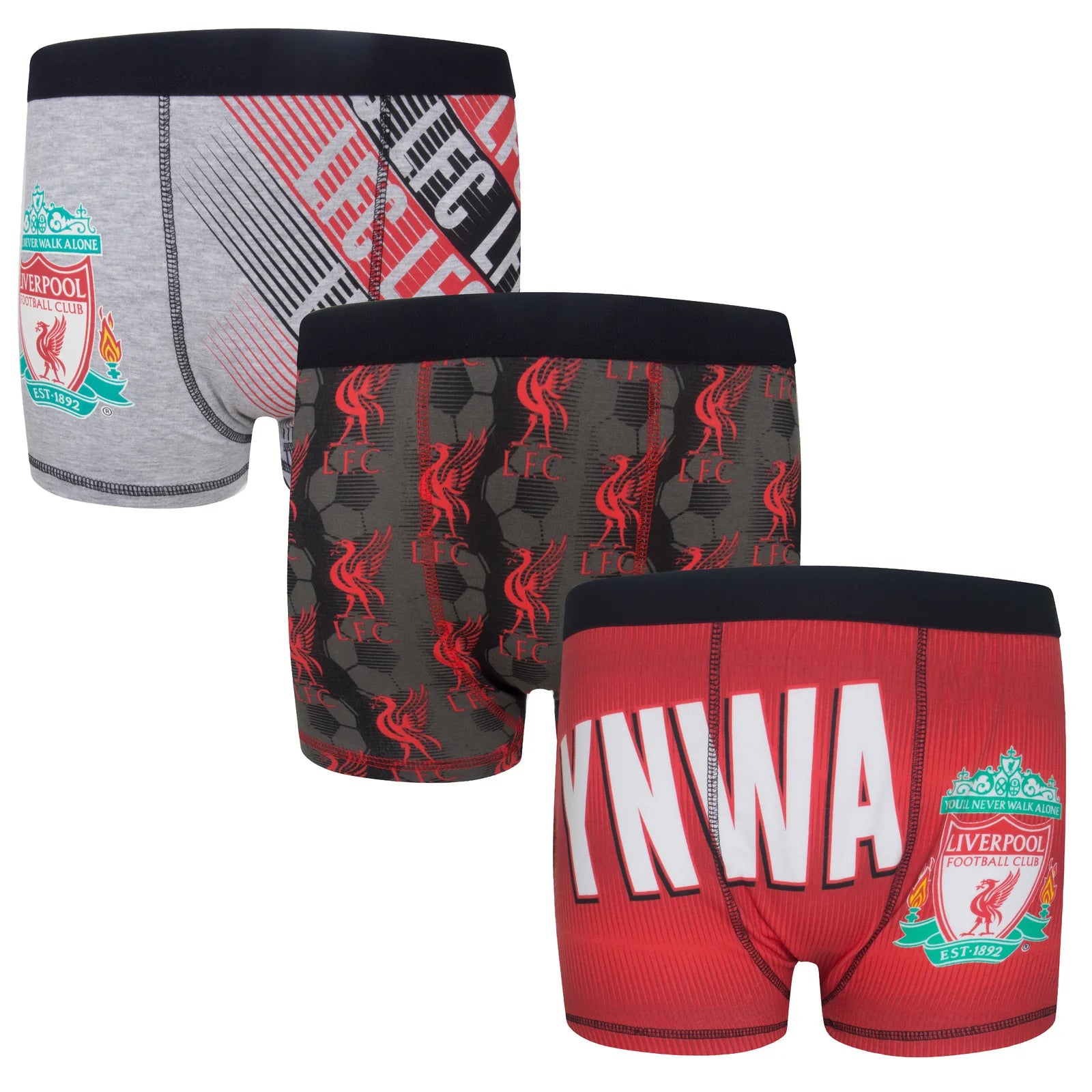 Officielle Liverpool Fc Boxershorts Til Drenge  3 Pak   3 4 år