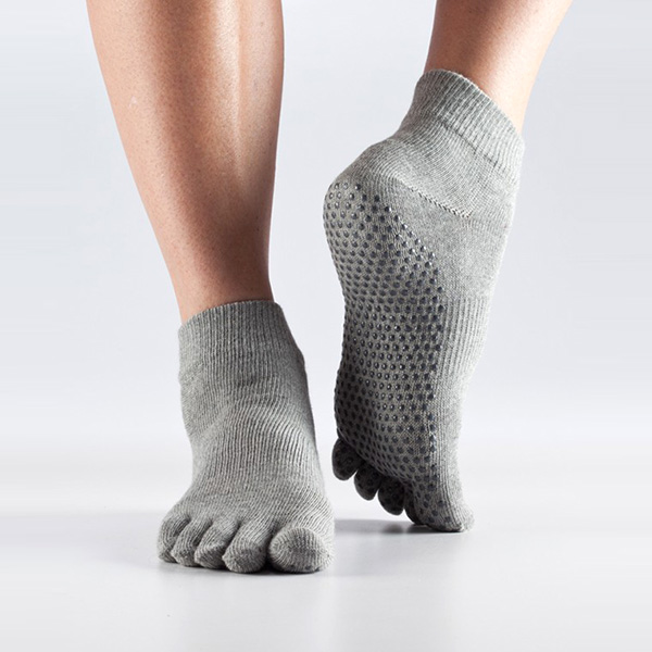 Toesox Fulltoe Non Slip Ankel  Heather Grey   L