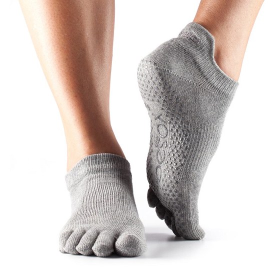 Toesox Fulltoe Lowrise Grip  Heather Grey   M