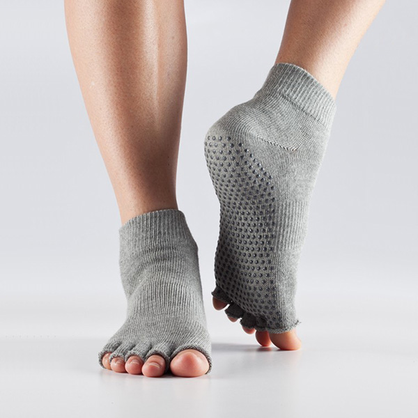 Toesox Halftoe Ankel Non Slip  Heather Grey   L
