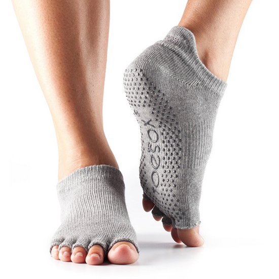 Toesox Halftoe Lowrise Grip  Heather Grey   S