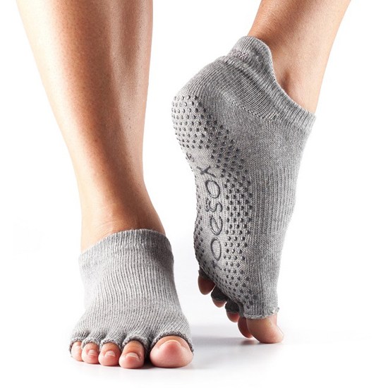 Toesox Halftoe Lowrise Grip  Heather Grey   M